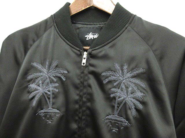 ステューシー STUSSY トラックジャケット ジャージ ブルゾン 刺繍 M 黒