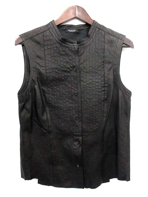 ニールバレットレザーベスト ニールバレット Neil Barrett レザー ベスト S 黒 /☆G メンズ 081
