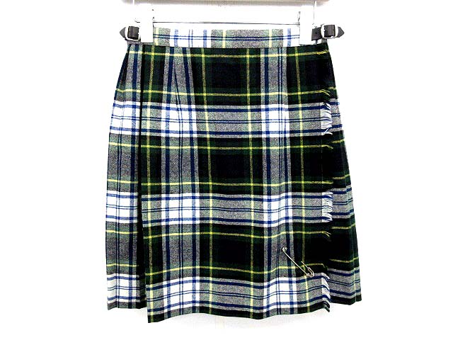 オニール オブ ダブリン O Neil Of Dublin ラップ スカート プリーツ 膝丈 チェック 緑 紺 白 38 Q10 レディース 081 ベクトルパーク