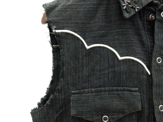 ナンバーナイン NUMBER (N)INE シャツ ノースリーブ 刺繍 2 黒 /TK ○D