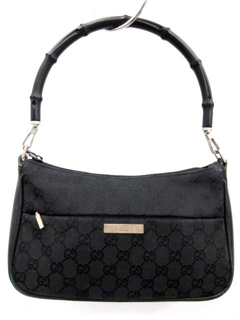 グッチ GUCCI ショルダーバッグ ハンド バンブー GGキャンバス 黒 3865  