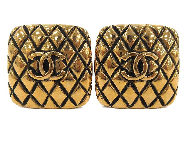 シャネル CHANEL イヤリング ココマーク マトラッセ スクエア ゴールド 