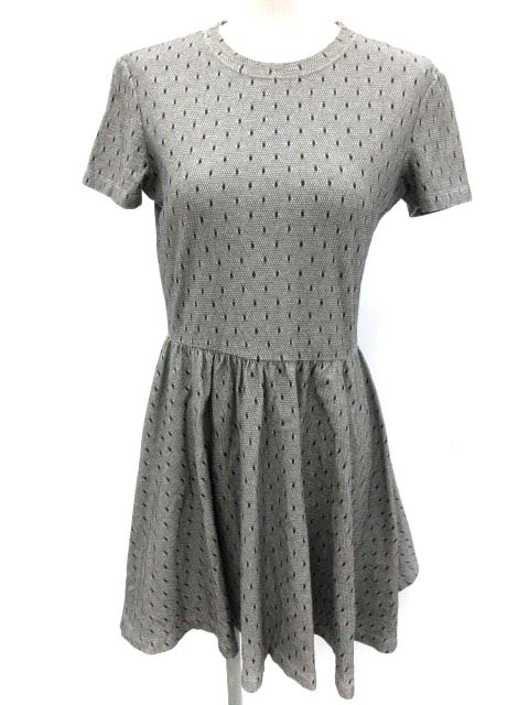 レッド ヴァレンティノ Red Valentino ワンピース ひざ丈 総柄 フレア 半袖 S グレー Ek レディース 081 ベクトルパーク