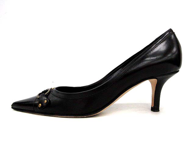 ディオール Dior パンプス ヒール ポインテッドトゥ レザー 34.5 黒 