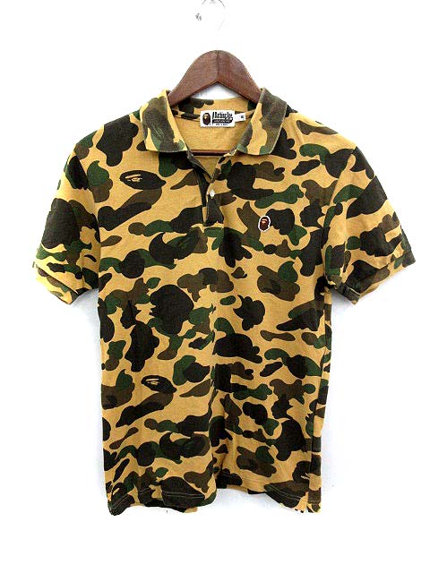 アベイシングエイプ A BATHING APE ポロシャツ サルカモ 迷彩柄 半袖 M 