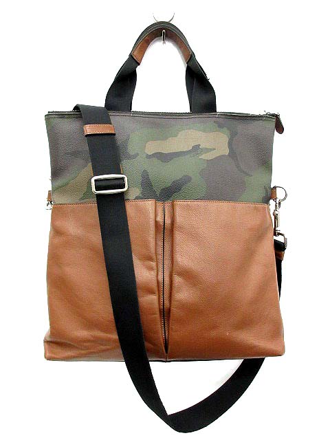コーチ Coach トートバッグ ショルダーバッグ 2way 迷彩柄 茶 カーキ F1677 Q23 D メンズ 081 ベクトルパーク