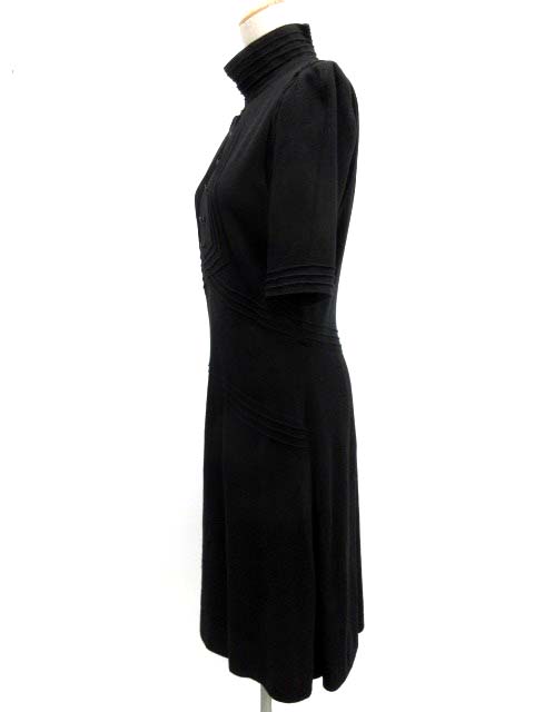 シャネル CHANEL ワンピース ひざ丈 ハイネック 半袖 40 黒 06A /EK