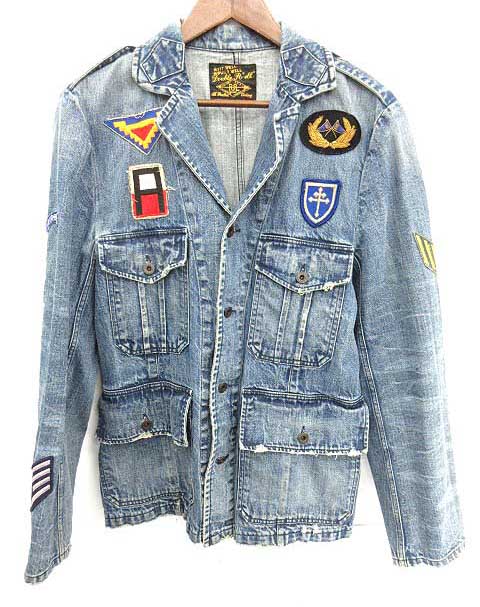 ダブルアールエル Rrl カバーオール ワークジャケット デニム ワッペン 青 Yh メンズ 081 ベクトルパーク