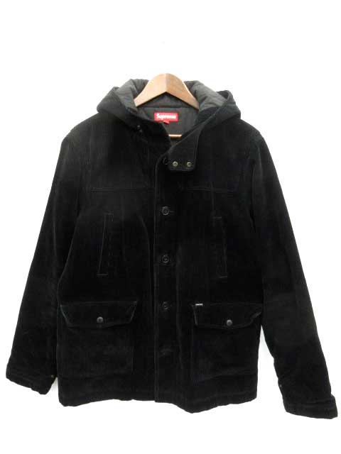 シュプリーム SUPREME ジャケット フード コーデュロイ L 黒 /YH  