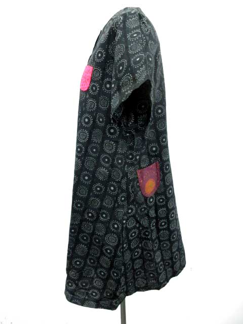 マリメッコ Marimekko キッズ ワンピース ハッピードレス Iloinen Takki 半袖 ひざ丈 総柄 150 紺 Yh レディース 081 ベクトルパーク