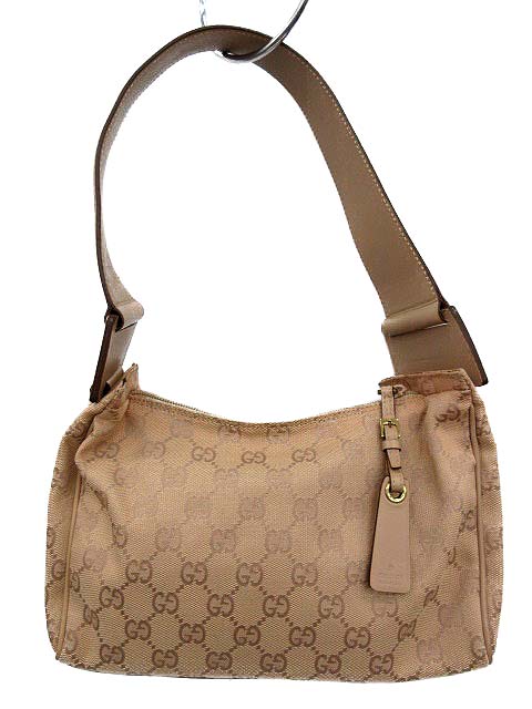 グッチ GUCCI ワンショルダーバッグ GGキャンバス レザー ベージュ 