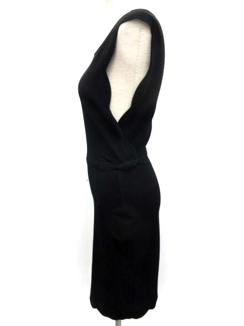 フェンディ FENDI ニットワンピース ノースリーブ スカラップ 38 黒  