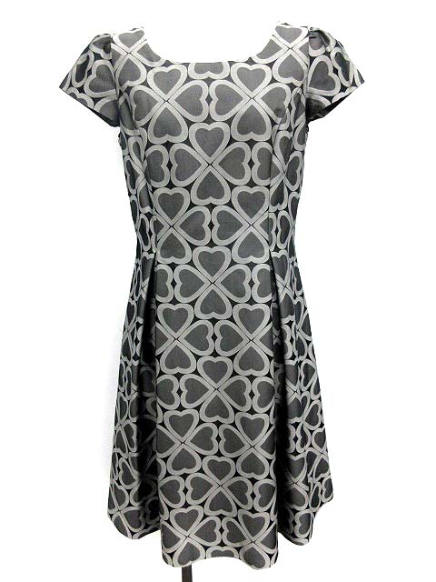 エムズグレイシー M S Gracy ワンピース 半袖 膝丈 総柄 グレー 40 Q11 レディース 081 ベクトルパーク