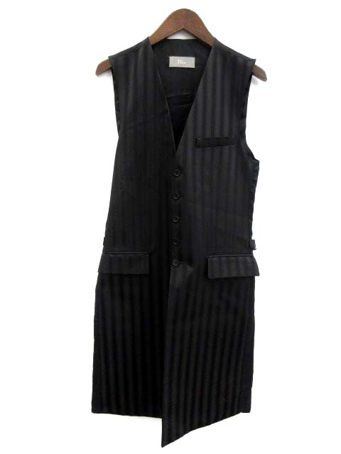 ディオールオム Dior HOMME ベスト ロングジレ シルク 44 黒 /TK 