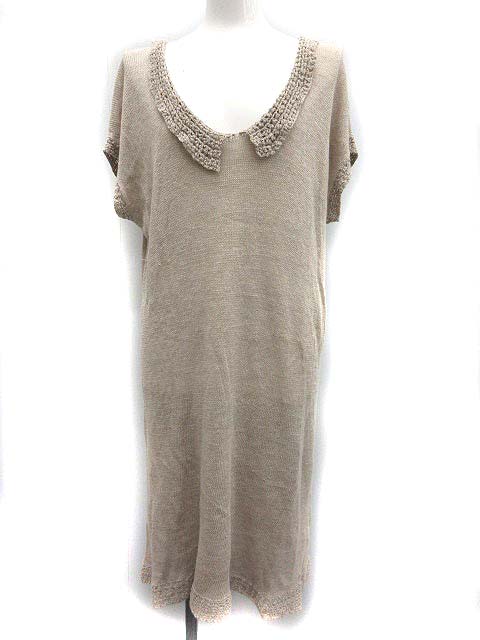 ネストローブ Nest Robe ワンピース ニット 半袖 リネン グレージュ Kh レディース 081 ベクトルパーク