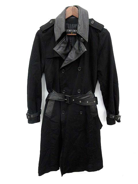 ジムズイン Jimsinn トレンチコート ロング Xs 黒 Ym メンズ 081
