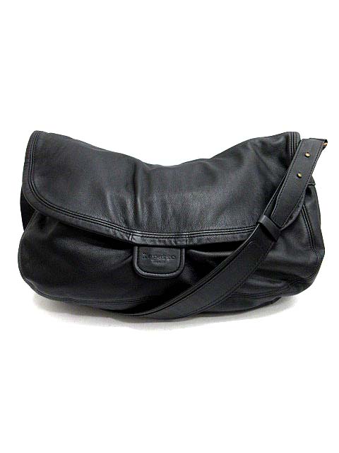 レペット Repetto ショルダーバッグ レザー 黒 ブラック /KH 