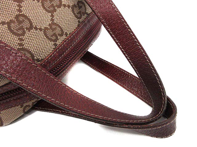 グッチ GUCCI ハンドバッグ ミニ GGキャンバス 茶 ボルドー 124542  