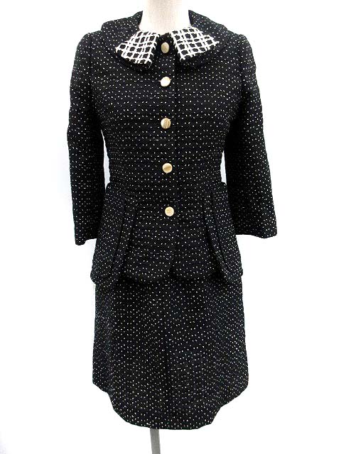 フェンディ Fendi スーツ セットアップ ジャケット ワンピース ツイード 40 黒 白 Kh レディース 081 ベクトルパーク