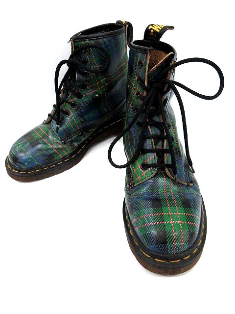 ドクターマーチン Dr Martens ブーツ ショート 8ホール 英国製 チェック 25 緑 紺 Kh メンズ 081 ベクトルパーク