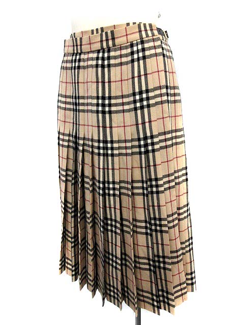 バーバリー BURBERRY スカート チェック プリーツ ラップ 巻き 38  