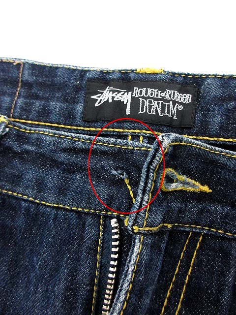 stussyストレートデニム ダークブルー ピンクドットポケット stussyストレートデニム ダークブルー ピンクドットポケット