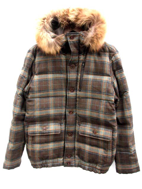 ポールスミス PAUL SMITH ダウンジャケット ラクーンファー チェック L 