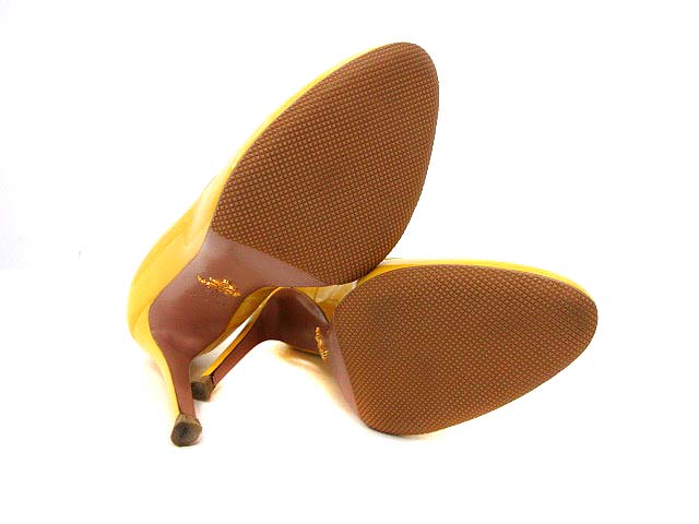 プラダ PRADA ヒール パンプス エナメル 黄色 35.5 /☆Q3