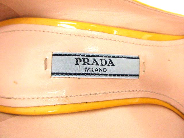 プラダ PRADA ヒール パンプス エナメル 黄色 35.5 /☆Q3