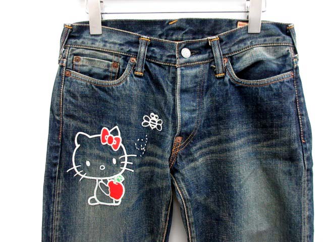 エヴィス EVISU デニムパンツ ジーンズ ハローキティ 刺繍 27 青 /EK 