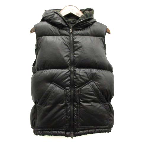 ナノユニバース Nano Universe ダウンベスト リバーシブル 中綿 迷彩柄 カモフラ S カーキ 黒 ブラック Tk メンズ 081 ベクトルパーク