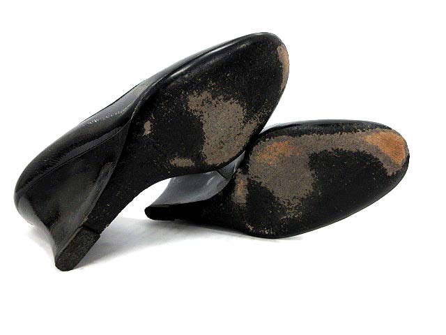 【GUCCI/グッチ】美品 ウェッジ ソール エナメル パンプス 36 1/2 GUCCI - グッチ GUCCI パンプス ウェッジソール オープントゥ GG