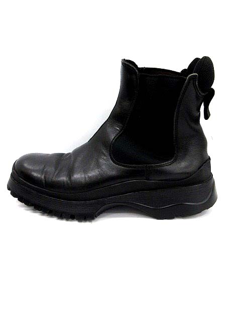 プラダスポーツ PRADA SPORT サイドゴアブーツ ショート レザー 5.5 黒 