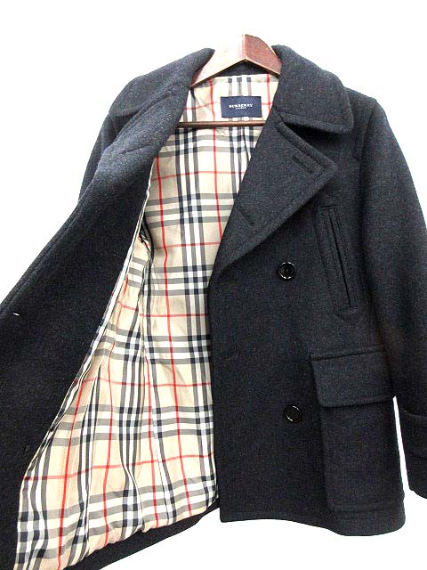 バーバリー BURBERRY Pコート ピーコート ウール M チャコール グレー 
