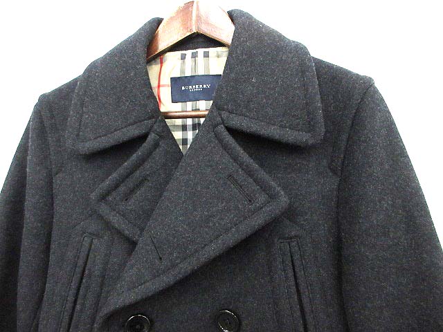 バーバリー BURBERRY Pコート ピーコート ウール M チャコール グレー 