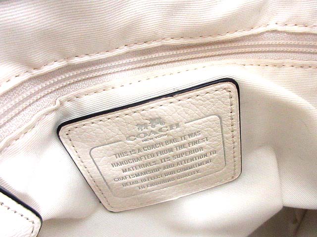 コーチ COACH ショルダーバッグ 巾着 レザー ネイビー 白 F37682