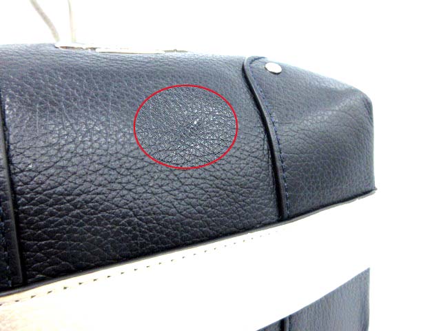 コーチ COACH ショルダーバッグ 巾着 レザー ネイビー 白 F37682