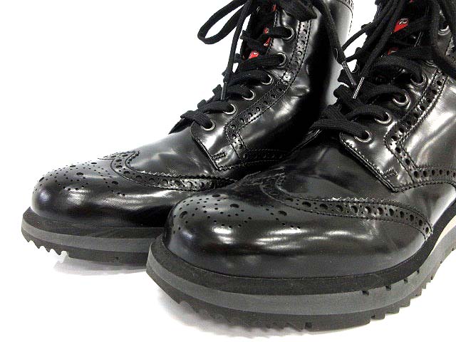 プラダスポーツ PRADA SPORT ウイングチップ ブーツ ガラス