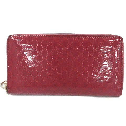グッチ GUCCI 長財布 ラウンドファスナー マイクロ シマ GG エナメル 