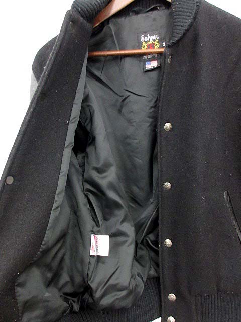 ショット SCHOTT ジャケット ブルゾン スタジャン 袖レザー M 黒 7389 