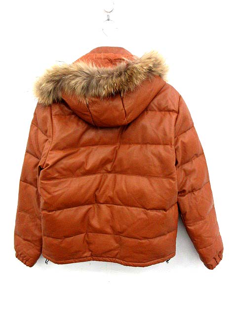 【美品】アーバンリサーチ ラムレザー ファー ダウンジャケット 40 美品メイルアンドコー 羊革 ラムレザー ラクーンファー ダウン