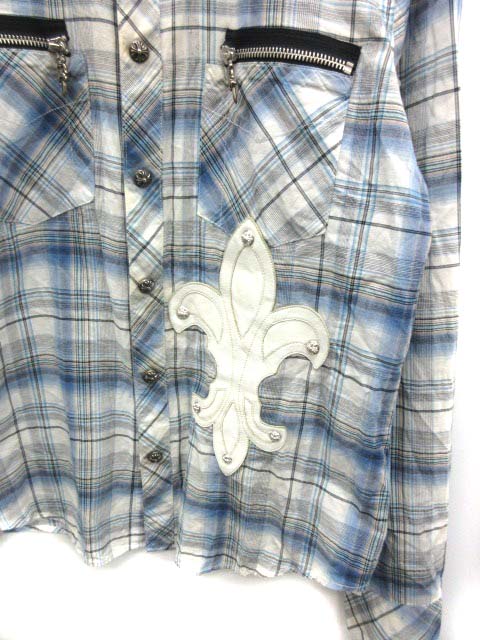 クロムハーツ CHROME HEARTS シャツ チェック ダガージップ フレア 