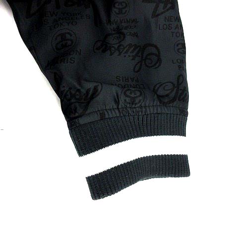 ステューシー STUSSY GEAR ジャケット ブルゾン 中綿 総柄 ロゴ XL 黒