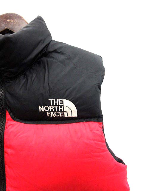 ザノースフェイス THE NORTH FACE ヌプシダウンベスト バイカラー S 赤 