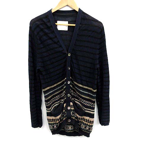 サカイ Sacai カーディガン ニット 総柄 ボーダー 1 紺 ネイビー Kh メンズ 081 ベクトルパーク