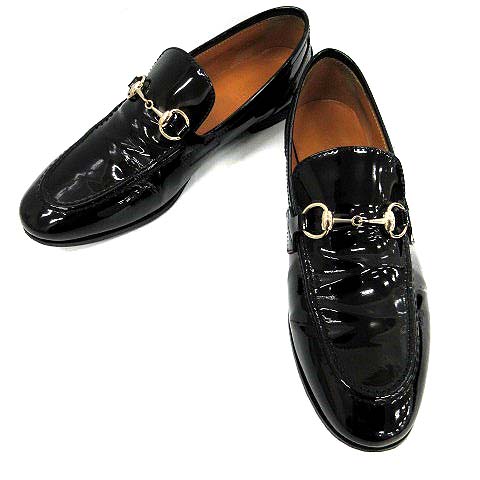 グッチ GUCCI ホースビットローファー エナメル 36 黒 ブラック /KH 