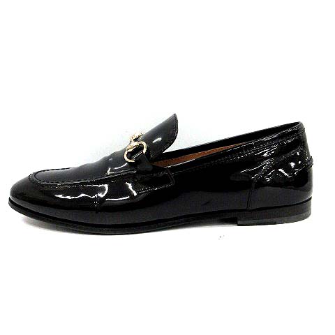 グッチ GUCCI ホースビットローファー エナメル 36 黒 ブラック /KH 