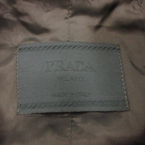 プラダ PRADA ロングコート ナイロン ステンカラー S こげ茶 ダーク