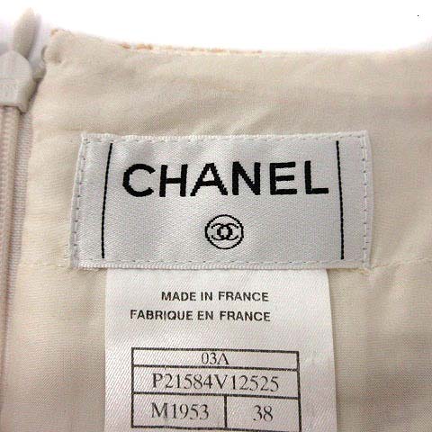 シャネル　ツイード　ミニスカート　38 ベージュ　美品 ◈ CHANEL シャネル スカート Size 38 ツイード ミニ ココマーク