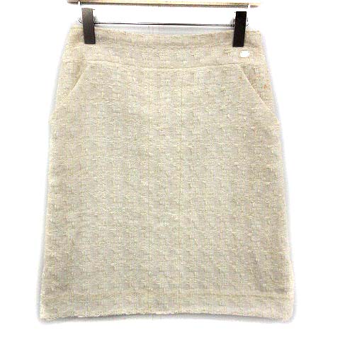 シャネル CHANEL ツイード スカート 膝丈 38 オフホワイト 05C /☆Q15  